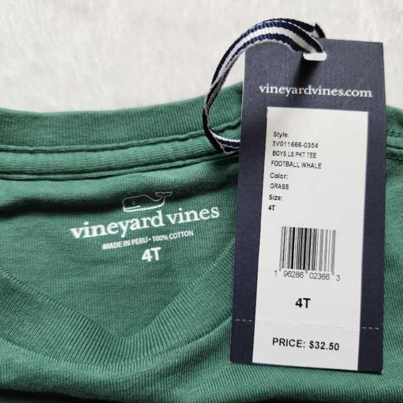 New boys 4T Vineyard Vines vintage football whale long sleeve pocket tee - Picture 5 of 5